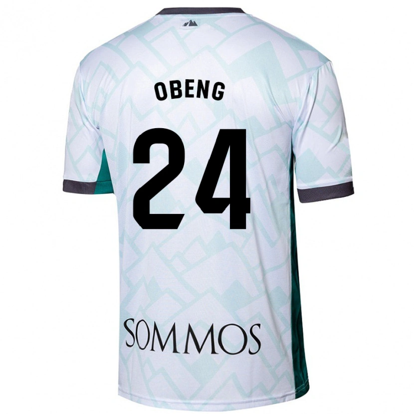 Danxen Mænd Samuel Obeng #24 Hvid Grøn Udebane Spillertrøjer 2024/25 Trøje T-Shirt