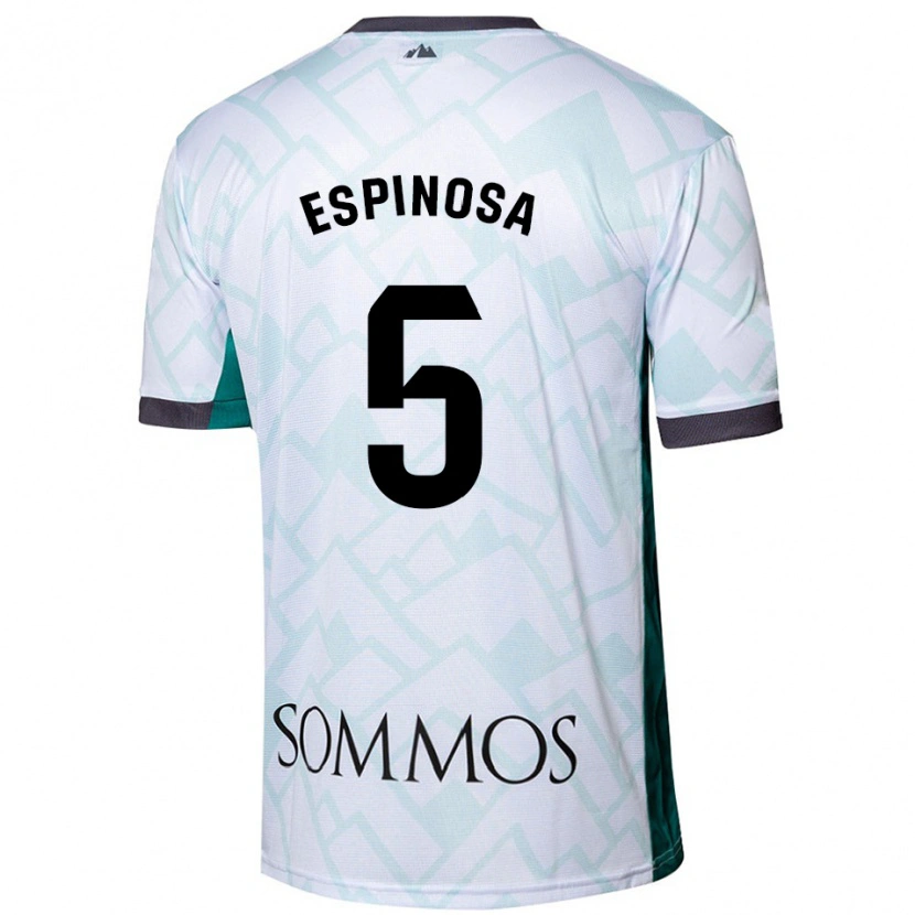 Danxen Mænd Diego Espinosa #5 Hvid Grøn Udebane Spillertrøjer 2024/25 Trøje T-Shirt