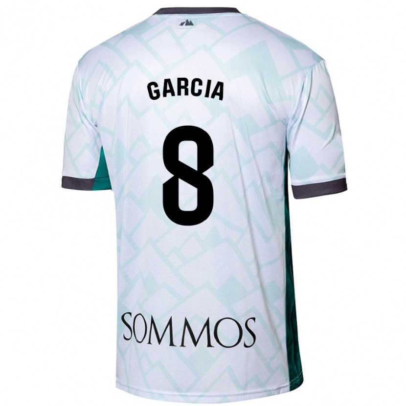 Danxen Mænd David García #8 Hvid Grøn Udebane Spillertrøjer 2024/25 Trøje T-Shirt