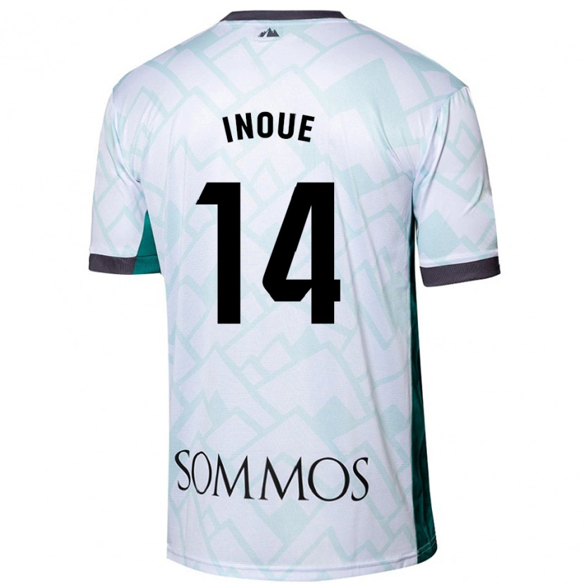 Danxen Mænd Moe Inoue #14 Hvid Grøn Udebane Spillertrøjer 2024/25 Trøje T-Shirt