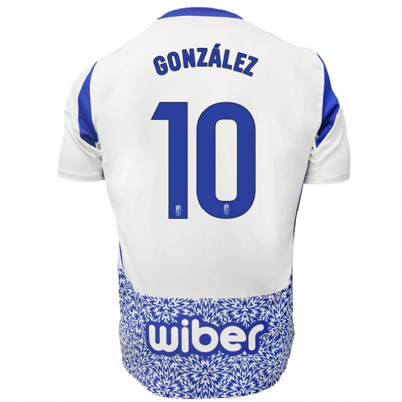 Danxen Mænd Mario González #10 Hvid Blå Udebane Spillertrøjer 2024/25 Trøje T-Shirt