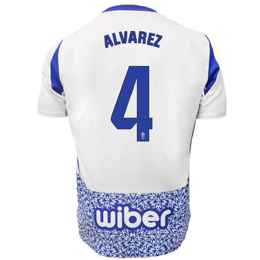 Danxen Mænd Isabel Álvarez #4 Hvid Blå Udebane Spillertrøjer 2024/25 Trøje T-Shirt
