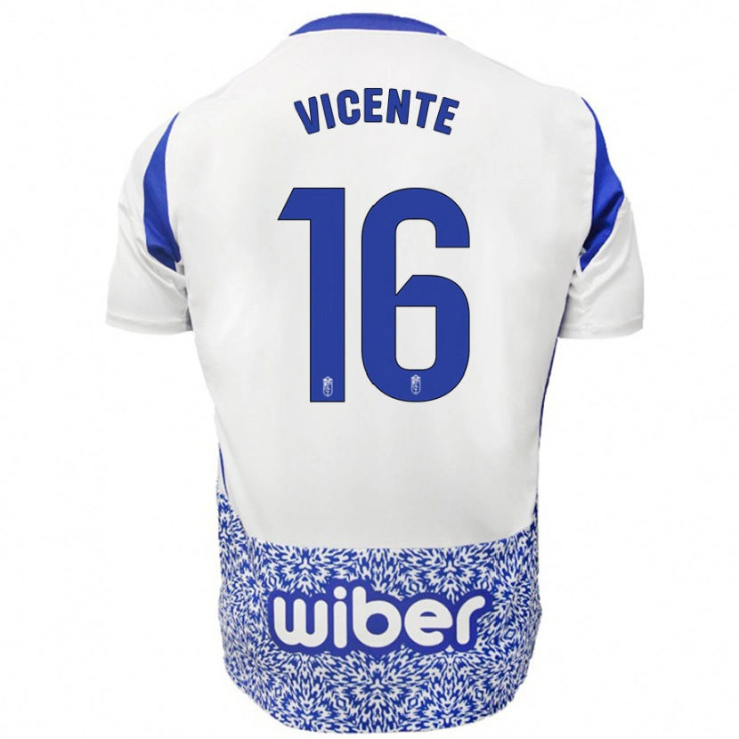 Danxen Mænd Nerea Vicente #16 Hvid Blå Udebane Spillertrøjer 2024/25 Trøje T-Shirt
