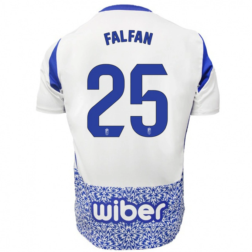 Danxen Mænd Daiana Falfán #25 Hvid Blå Udebane Spillertrøjer 2024/25 Trøje T-Shirt