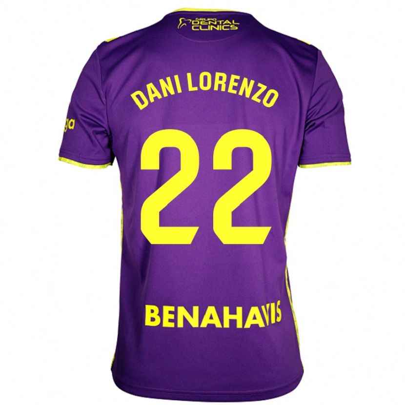 Danxen Mænd Dani Lorenzo #22 Lilla Gul Udebane Spillertrøjer 2024/25 Trøje T-Shirt