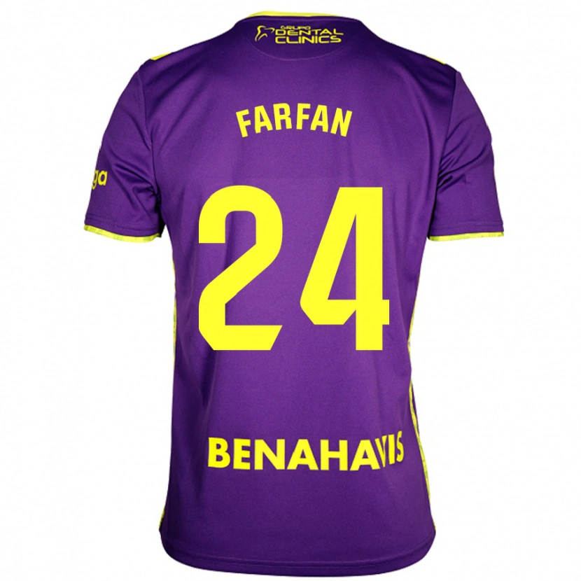 Danxen Mænd María Farfán #24 Lilla Gul Udebane Spillertrøjer 2024/25 Trøje T-Shirt