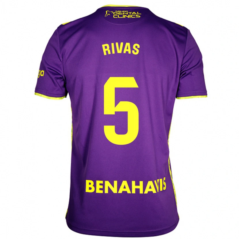 Danxen Mænd Juande Rivas #5 Lilla Gul Udebane Spillertrøjer 2024/25 Trøje T-Shirt