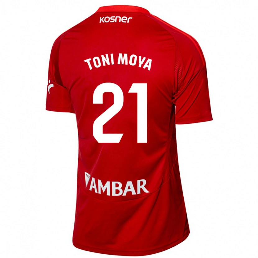 Danxen Mænd Toni Moya #21 Hvid Blå Udebane Spillertrøjer 2024/25 Trøje T-Shirt