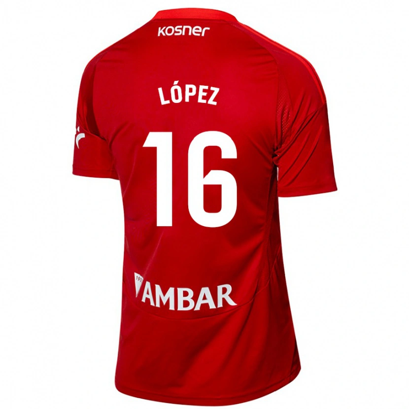 Danxen Mænd Juan López #16 Hvid Blå Udebane Spillertrøjer 2024/25 Trøje T-Shirt