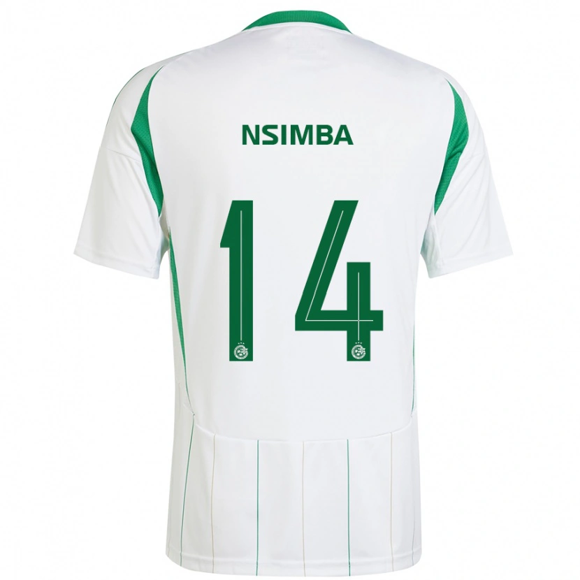 Danxen Mænd Vital Nsimba #14 Hvid Grøn Udebane Spillertrøjer 2024/25 Trøje T-Shirt