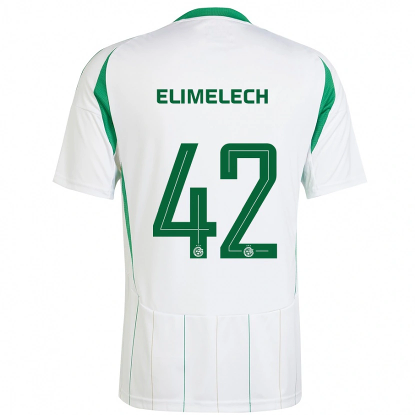 Danxen Mænd Roey Elimelech #42 Hvid Grøn Udebane Spillertrøjer 2024/25 Trøje T-Shirt