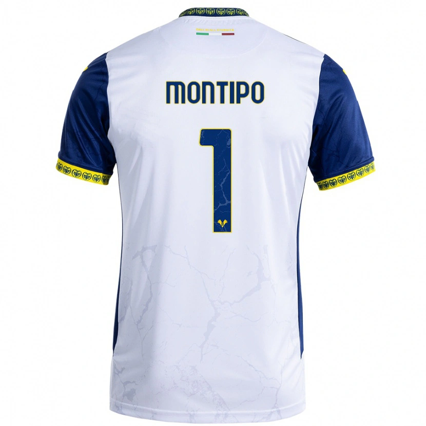 Danxen Mænd Lorenzo Montipò #1 Hvid Blå Udebane Spillertrøjer 2024/25 Trøje T-Shirt