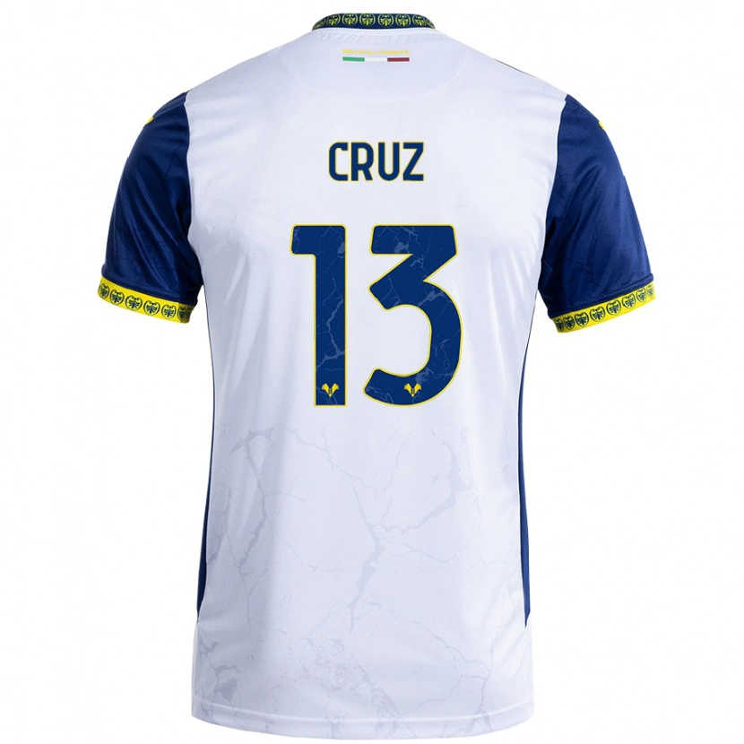 Danxen Mænd Juan Manuel Cruz #13 Hvid Blå Udebane Spillertrøjer 2024/25 Trøje T-Shirt
