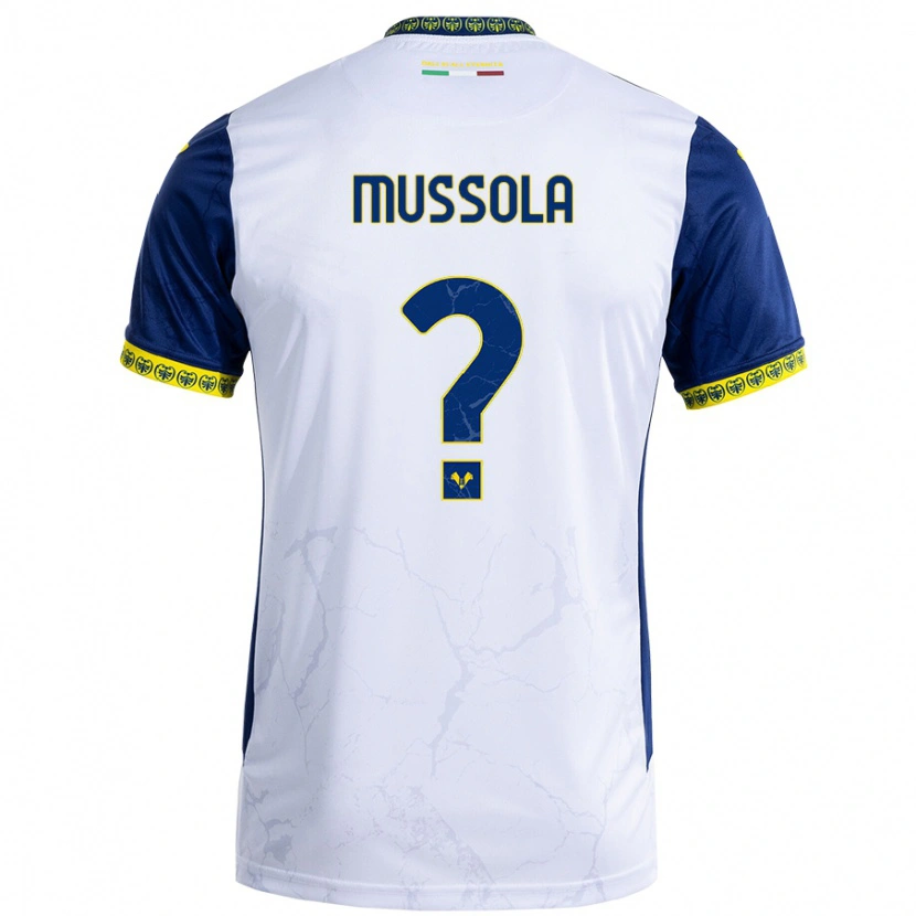 Danxen Mænd Matteo Mussola #0 Hvid Blå Udebane Spillertrøjer 2024/25 Trøje T-Shirt