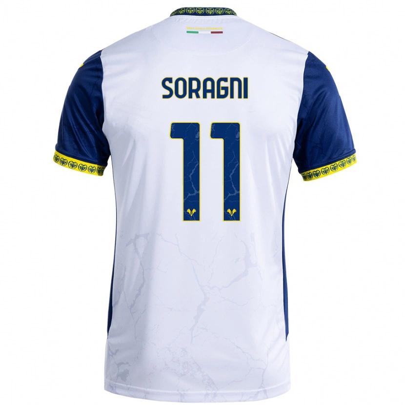 Danxen Mænd Alberto Soragni #11 Hvid Blå Udebane Spillertrøjer 2024/25 Trøje T-Shirt