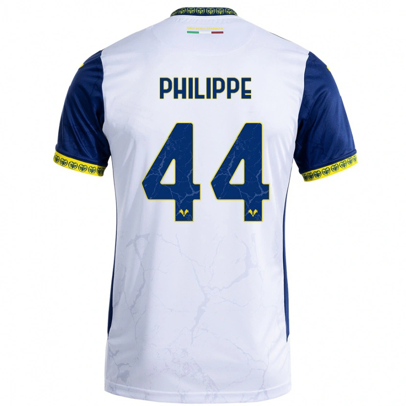 Danxen Mænd Mathis Philippe #44 Hvid Blå Udebane Spillertrøjer 2024/25 Trøje T-Shirt