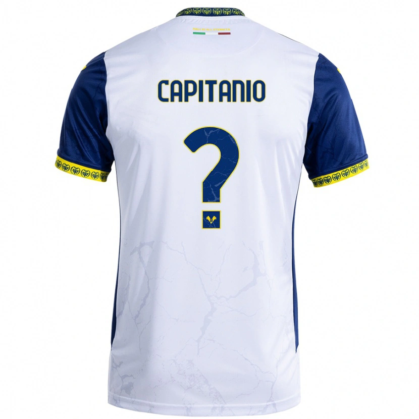 Danxen Mænd Alex Capitanio #0 Hvid Blå Udebane Spillertrøjer 2024/25 Trøje T-Shirt