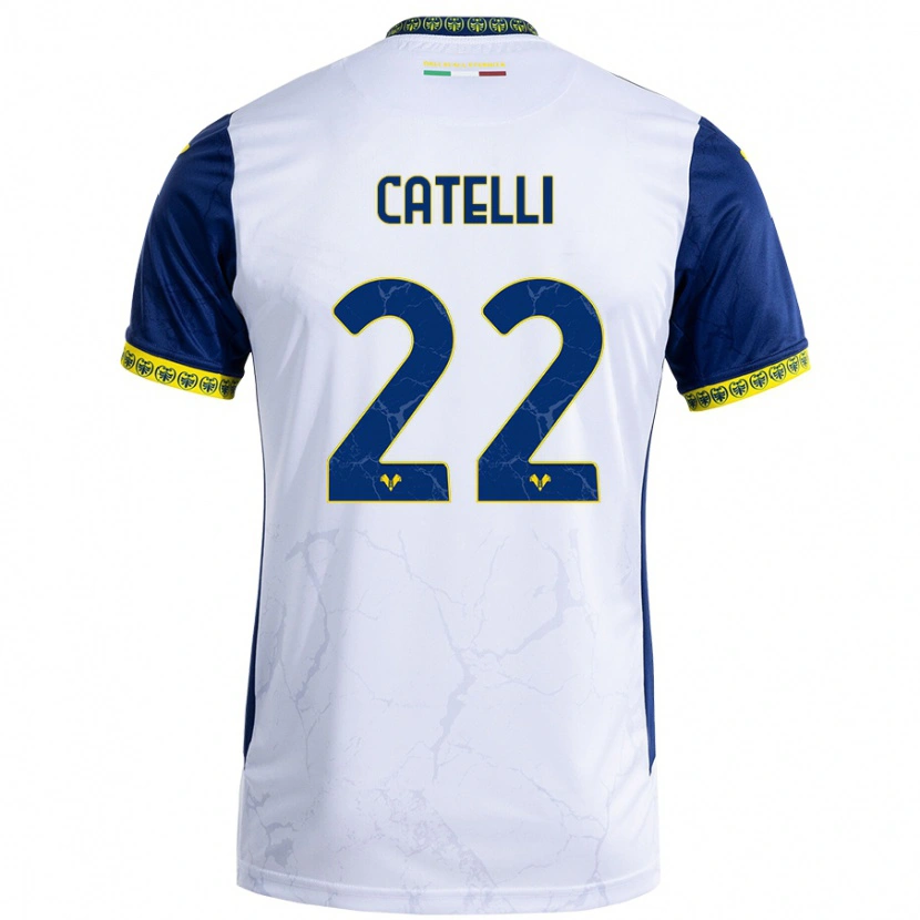 Danxen Mænd Anna Catelli #22 Hvid Blå Udebane Spillertrøjer 2024/25 Trøje T-Shirt