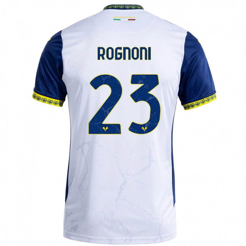 Danxen Mænd Alessia Rognoni #23 Hvid Blå Udebane Spillertrøjer 2024/25 Trøje T-Shirt