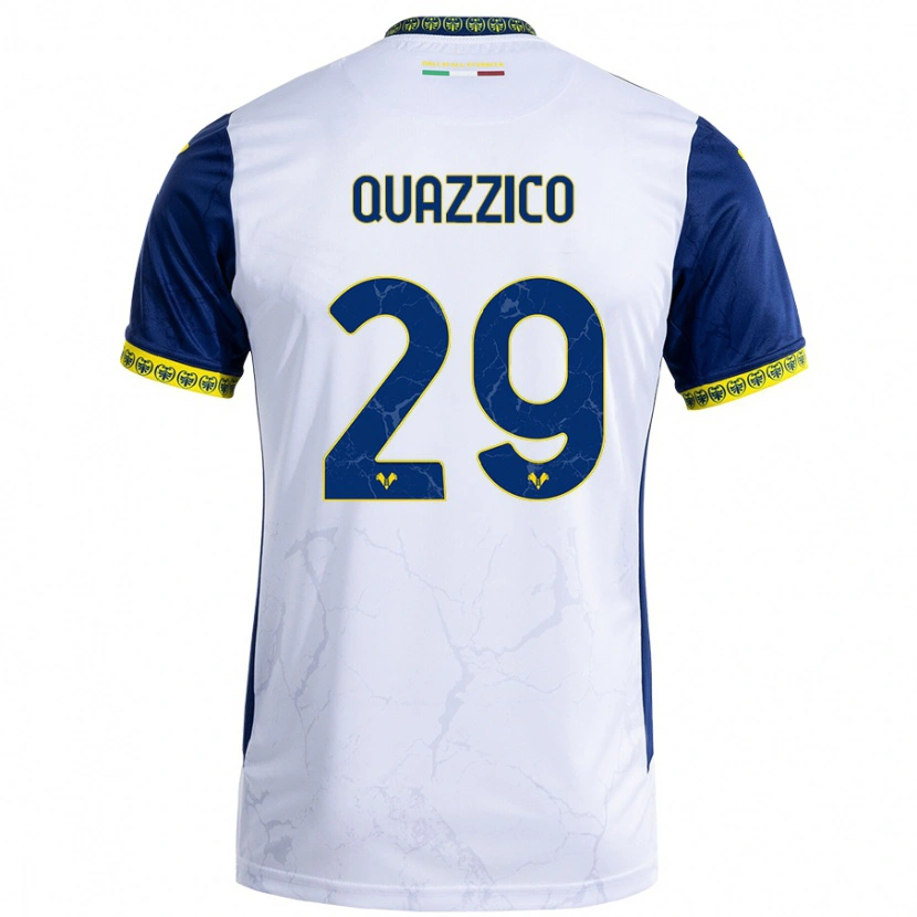 Danxen Mænd Francesca Quazzico #29 Hvid Blå Udebane Spillertrøjer 2024/25 Trøje T-Shirt