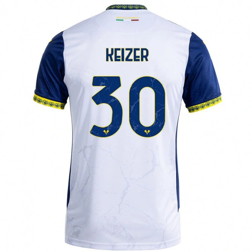 Danxen Mænd Fanny Keizer #30 Hvid Blå Udebane Spillertrøjer 2024/25 Trøje T-Shirt