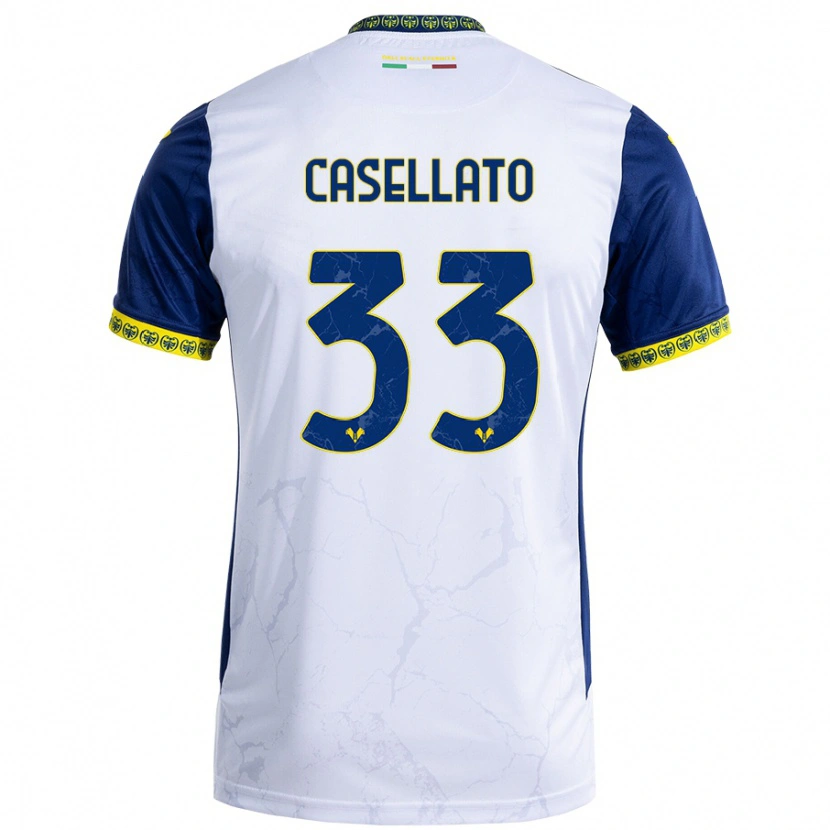 Danxen Mænd Elisa Casellato #33 Hvid Blå Udebane Spillertrøjer 2024/25 Trøje T-Shirt