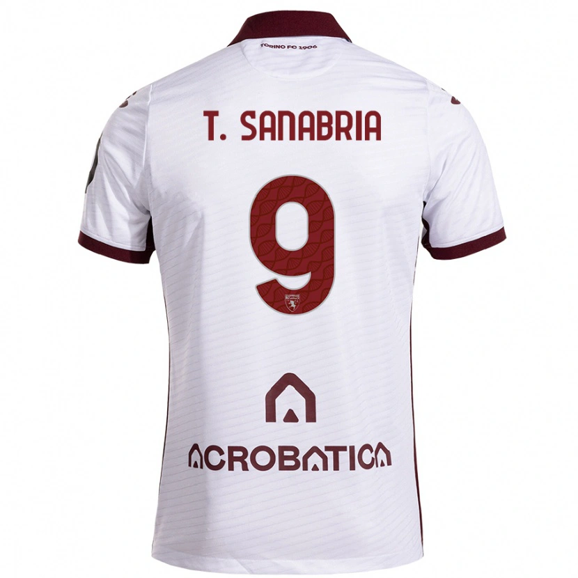Danxen Mænd Antonio Sanabria #9 Hvid Rødbrun Udebane Spillertrøjer 2024/25 Trøje T-Shirt