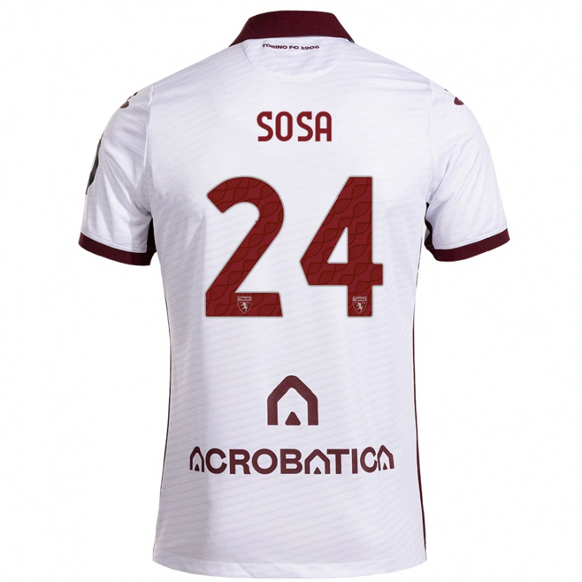 Danxen Mænd Borna Sosa #24 Hvid Rødbrun Udebane Spillertrøjer 2024/25 Trøje T-Shirt