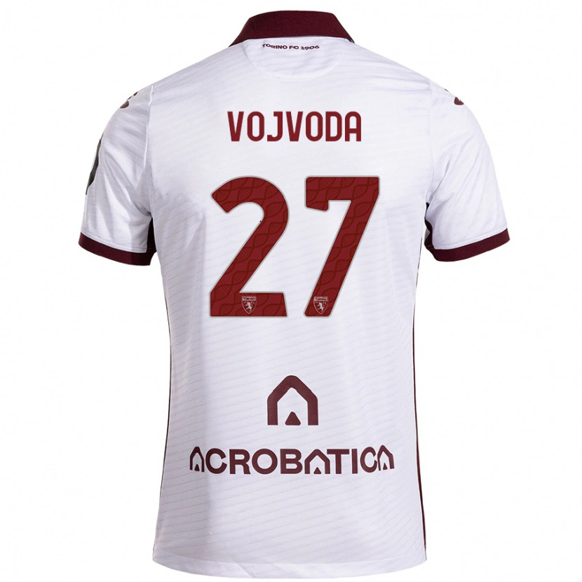 Danxen Mænd Mërgim Vojvoda #27 Hvid Rødbrun Udebane Spillertrøjer 2024/25 Trøje T-Shirt