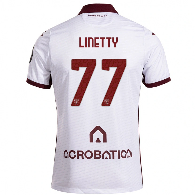 Danxen Mænd Karol Linetty #77 Hvid Rødbrun Udebane Spillertrøjer 2024/25 Trøje T-Shirt