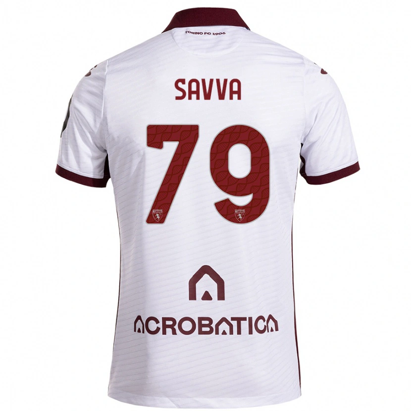 Danxen Mænd Zanos Savva #79 Hvid Rødbrun Udebane Spillertrøjer 2024/25 Trøje T-Shirt