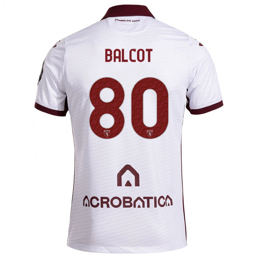 Danxen Mænd Côme Bianay Balcot #80 Hvid Rødbrun Udebane Spillertrøjer 2024/25 Trøje T-Shirt