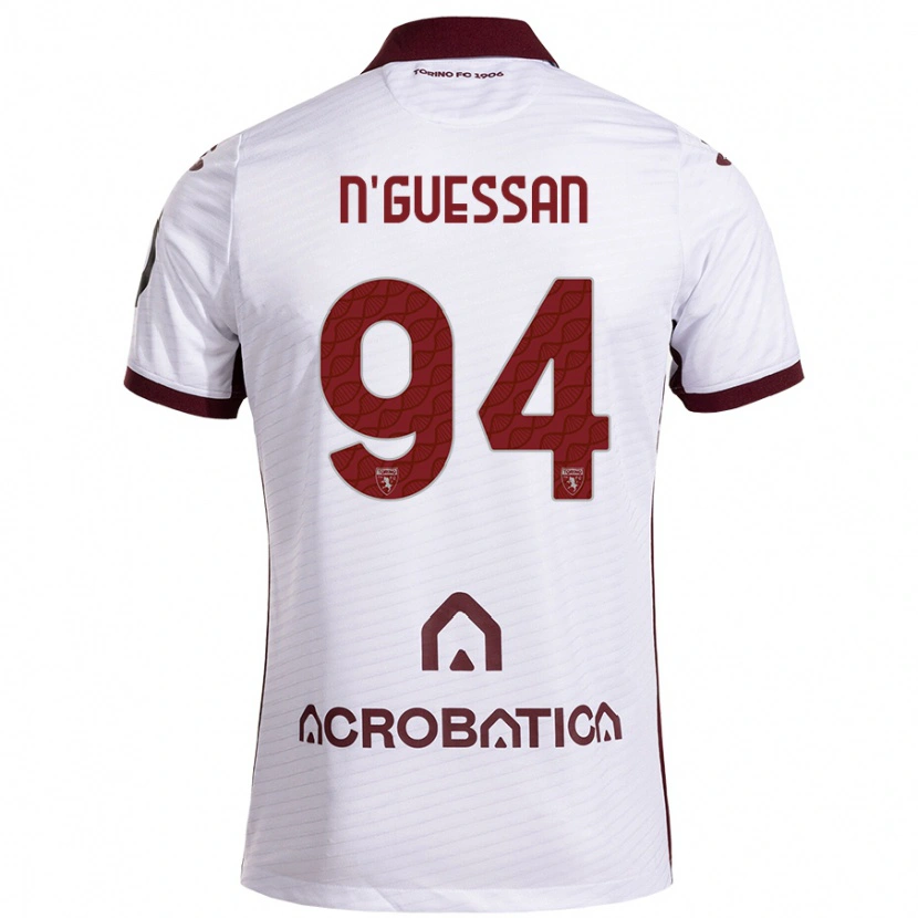 Danxen Mænd Ange Caumenan N'guessan #94 Hvid Rødbrun Udebane Spillertrøjer 2024/25 Trøje T-Shirt
