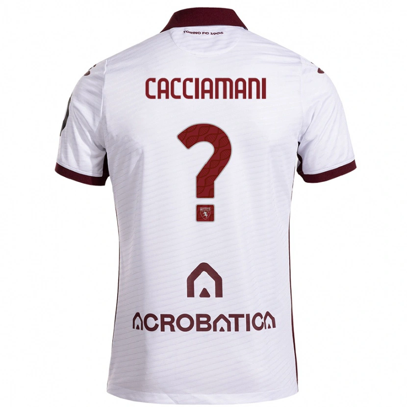 Danxen Mænd Alessio Cacciamani #0 Hvid Rødbrun Udebane Spillertrøjer 2024/25 Trøje T-Shirt