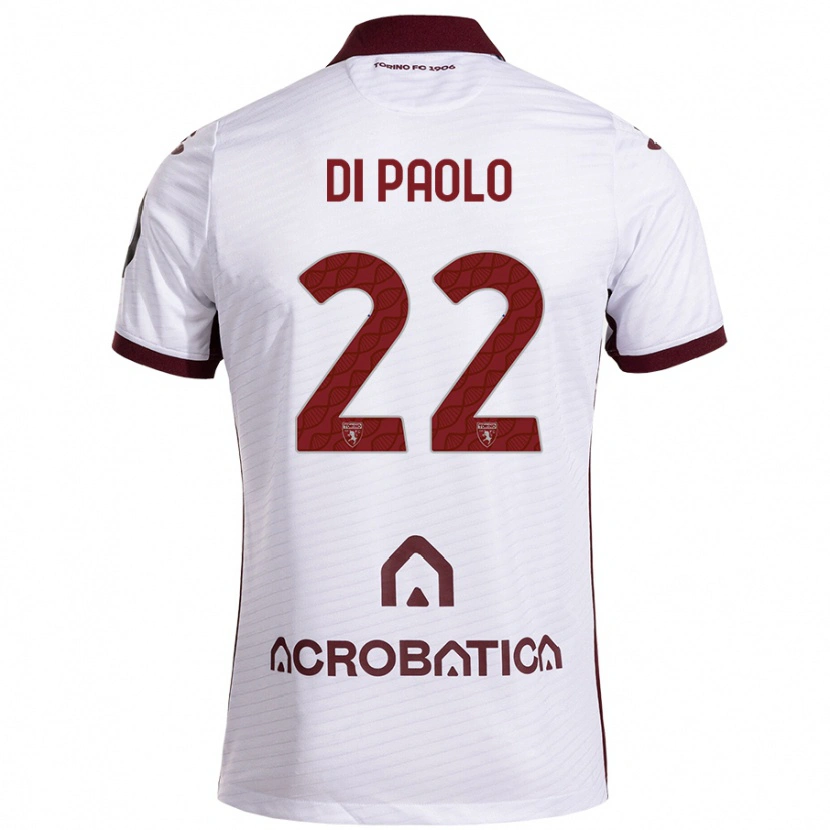 Danxen Mænd Sebastiano Di Paolo #22 Hvid Rødbrun Udebane Spillertrøjer 2024/25 Trøje T-Shirt