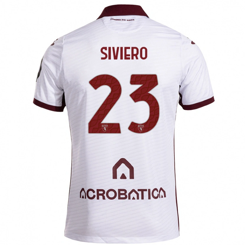 Danxen Mænd Lapo Siviero #23 Hvid Rødbrun Udebane Spillertrøjer 2024/25 Trøje T-Shirt