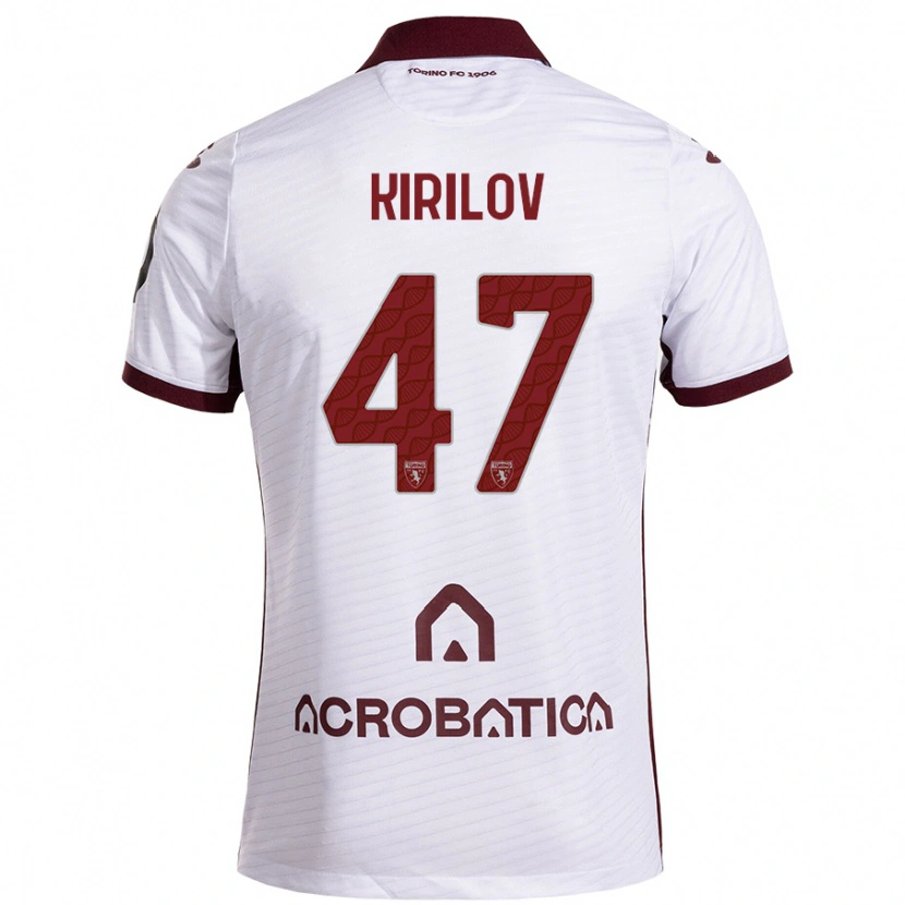 Danxen Mænd Martin Kirilov #47 Hvid Rødbrun Udebane Spillertrøjer 2024/25 Trøje T-Shirt