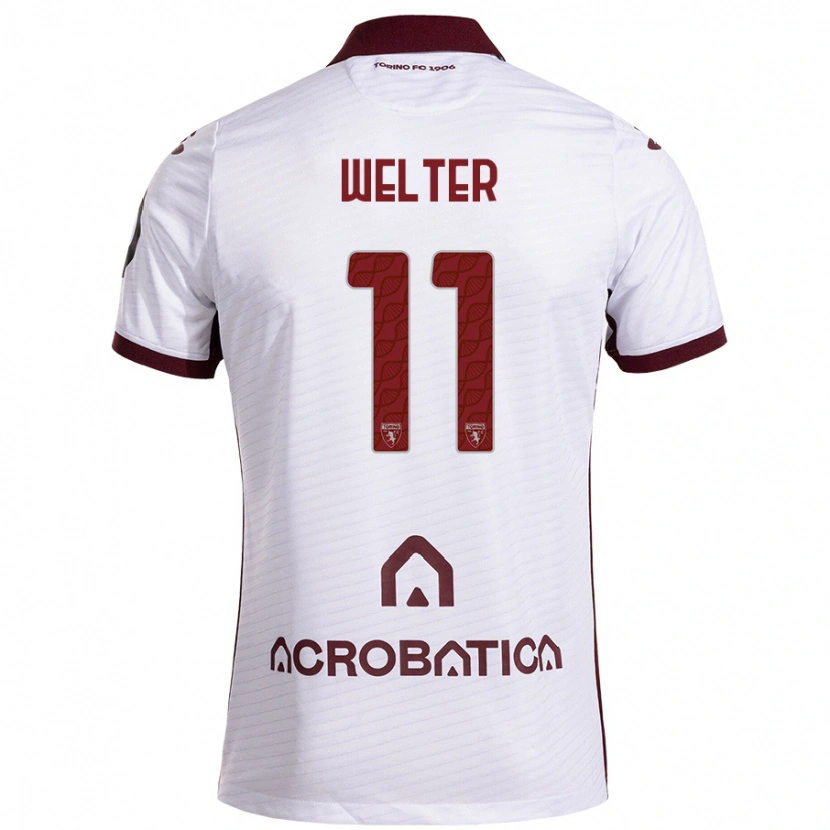Danxen Mænd Francesca Welter #11 Hvid Rødbrun Udebane Spillertrøjer 2024/25 Trøje T-Shirt
