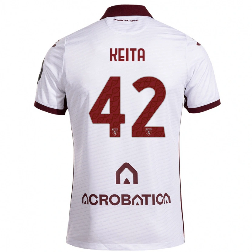 Danxen Mænd Karamoko Keita #42 Hvid Rødbrun Udebane Spillertrøjer 2024/25 Trøje T-Shirt