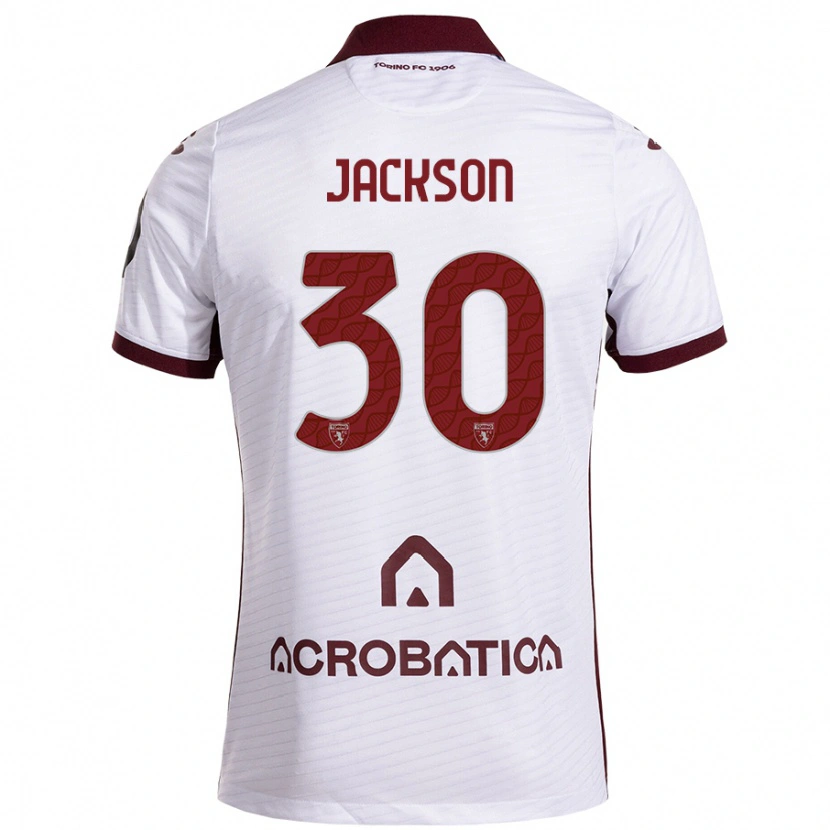 Danxen Mænd Michael Jackson #30 Hvid Rødbrun Udebane Spillertrøjer 2024/25 Trøje T-Shirt