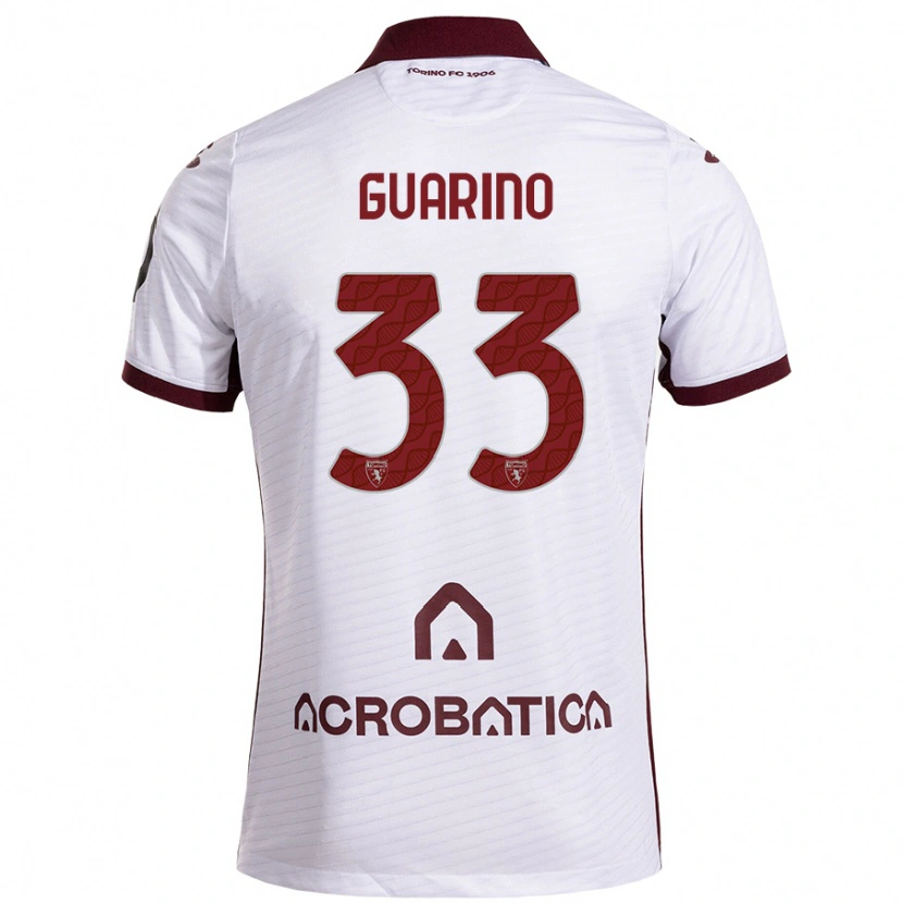 Danxen Mænd Rita Guarino #33 Hvid Rødbrun Udebane Spillertrøjer 2024/25 Trøje T-Shirt