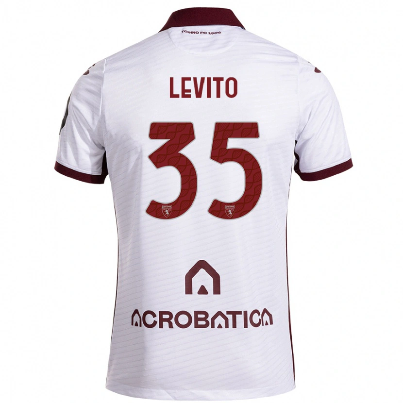 Danxen Mænd Isabeau Levito #35 Hvid Rødbrun Udebane Spillertrøjer 2024/25 Trøje T-Shirt