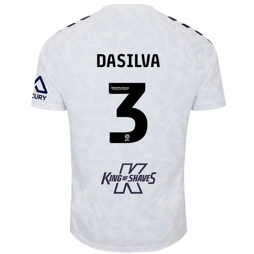 Danxen Mænd Jay Dasilva #3 Hvid Udebane Spillertrøjer 2024/25 Trøje T-Shirt