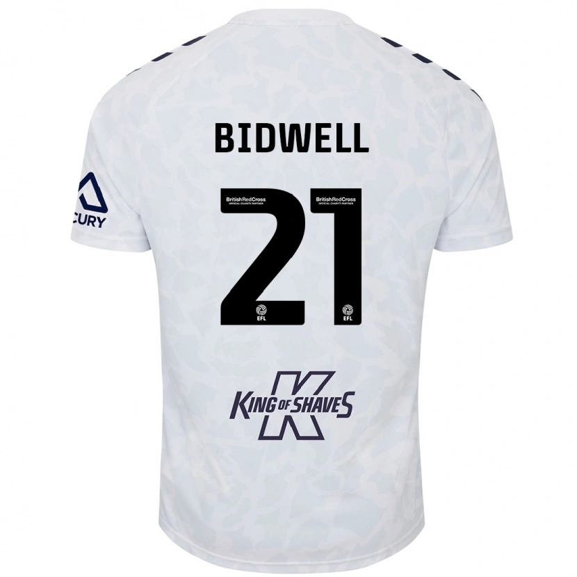 Danxen Mænd Jake Bidwell #21 Hvid Udebane Spillertrøjer 2024/25 Trøje T-Shirt