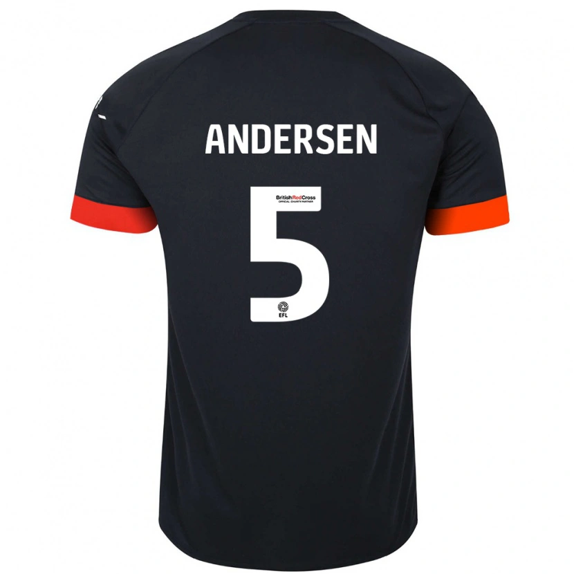 Danxen Mænd Mads Andersen #5 Sort Orange Udebane Spillertrøjer 2024/25 Trøje T-Shirt
