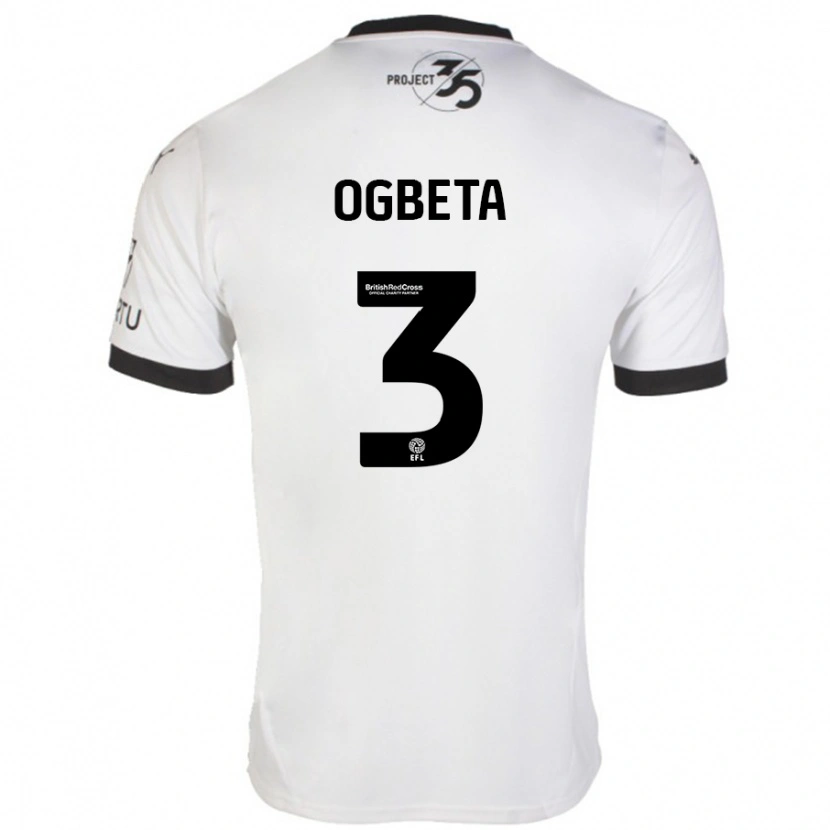Danxen Mænd Nathanael Ogbeta #3 Hvid Sort Udebane Spillertrøjer 2024/25 Trøje T-Shirt