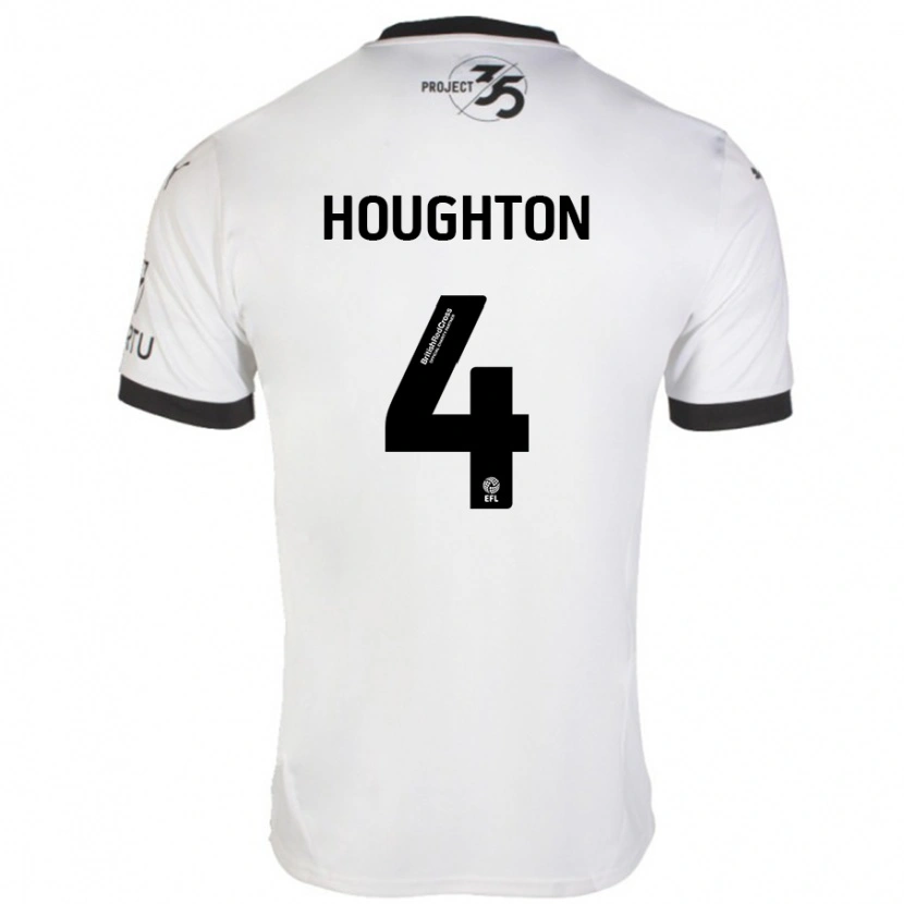 Danxen Mænd Jordan Houghton #4 Hvid Sort Udebane Spillertrøjer 2024/25 Trøje T-Shirt