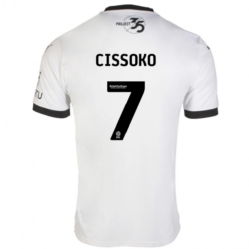 Danxen Mænd Ibrahim Cissoko #7 Hvid Sort Udebane Spillertrøjer 2024/25 Trøje T-Shirt