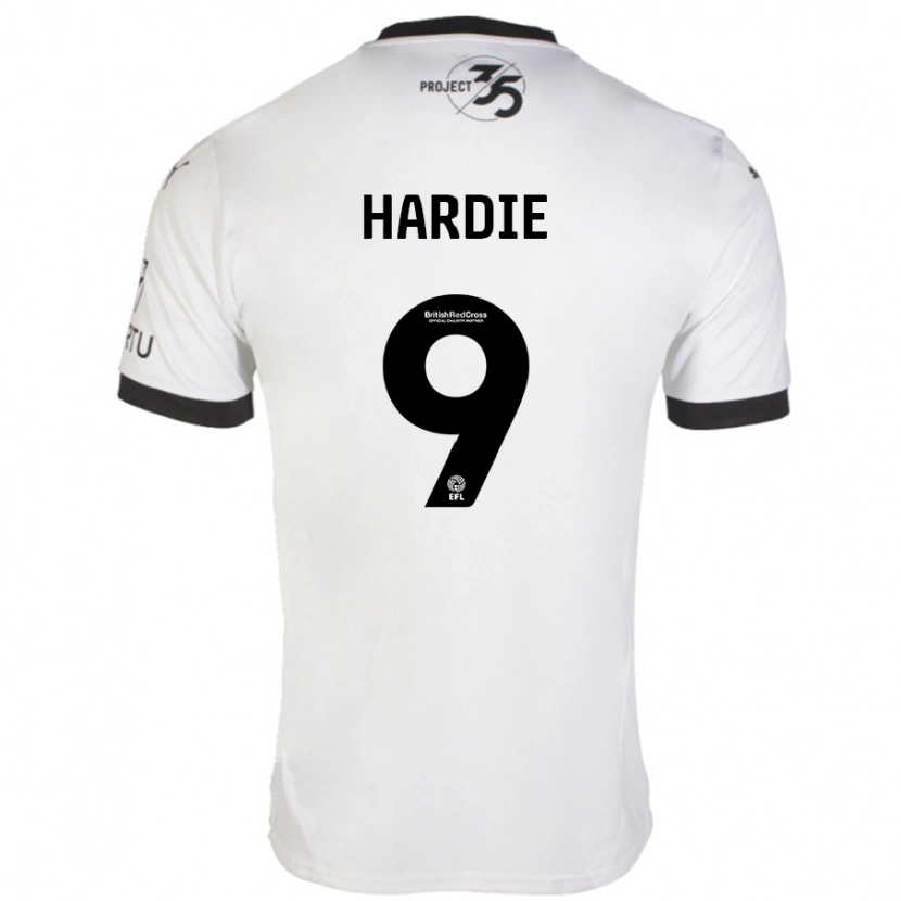 Danxen Mænd Ryan Hardie #9 Hvid Sort Udebane Spillertrøjer 2024/25 Trøje T-Shirt