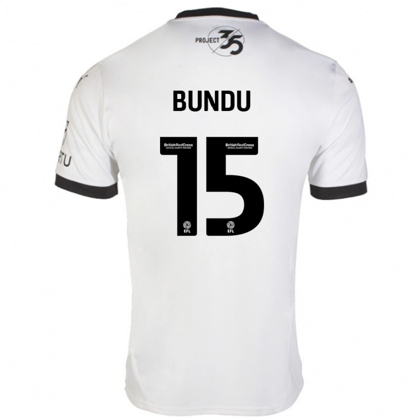 Danxen Mænd Mustapha Bundu #15 Hvid Sort Udebane Spillertrøjer 2024/25 Trøje T-Shirt